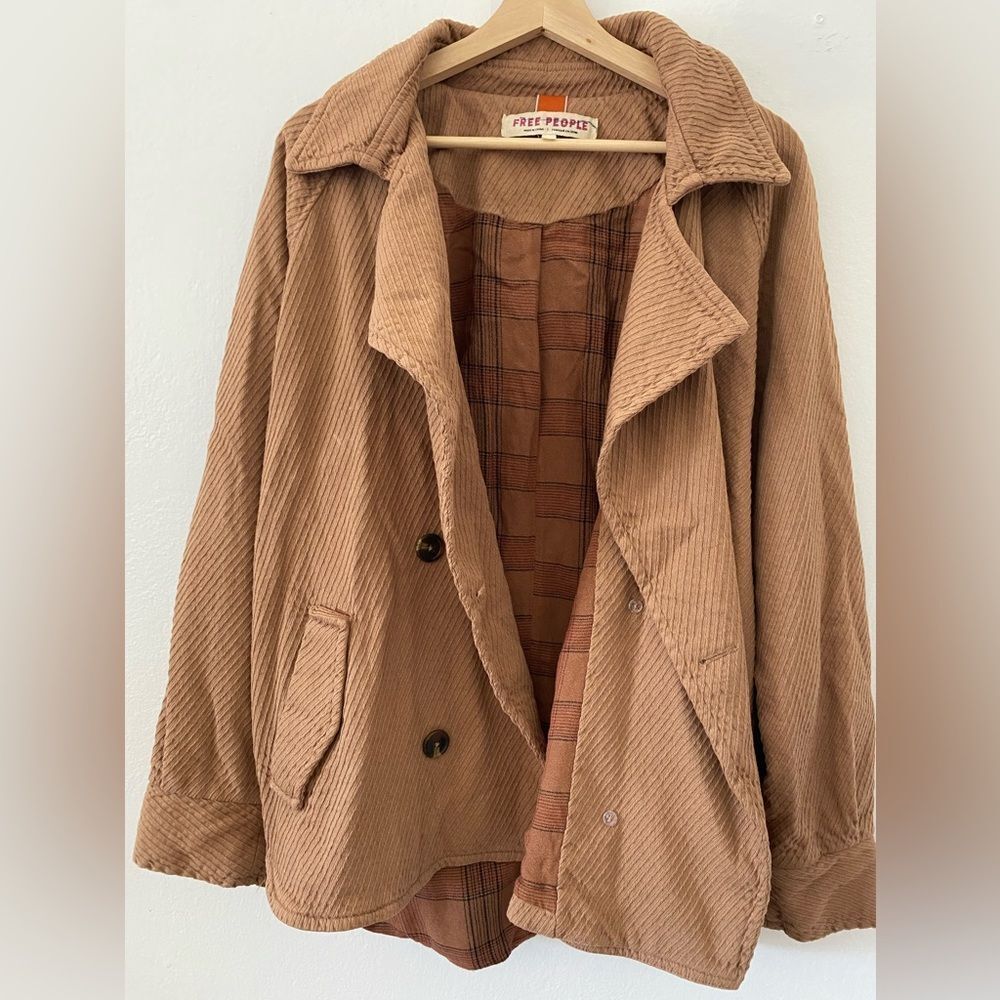 Free People Corduroy Remi Double breasted Jacket Size L Oversized Utility - Picture 9 of 12
